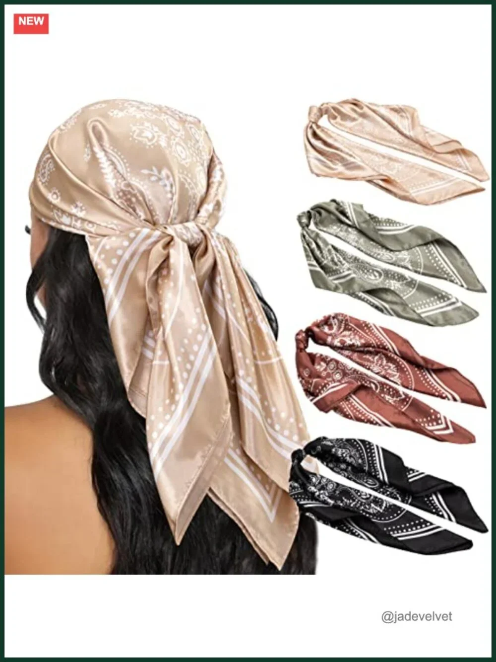 4x Satin Hair Scarf for Women 35